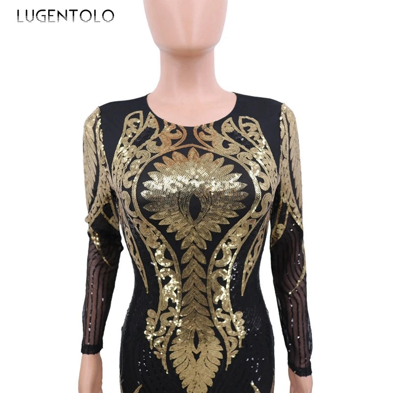 Sexy Gold Sequin Jumpsuit Women Bodycon Overalls Glitter Bandage Rompers Elegant Party Club lady Fashion Jumpsuits