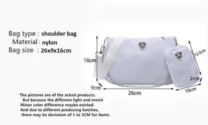 Woman Female Fashion Causal Handbag Set Crossbody Bags Shoulder Handbags 2in1 Sling Bag Trend Hand Bag For Travel Shopping