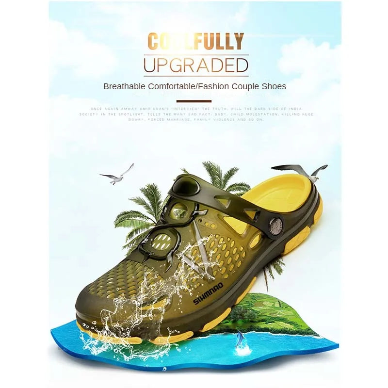 2025 Men's Summer Outdoor Fishing Shoes, Anti Slip Lightweight Casual Beach Sandals, Durable Thick Soled Shoes for Home Use