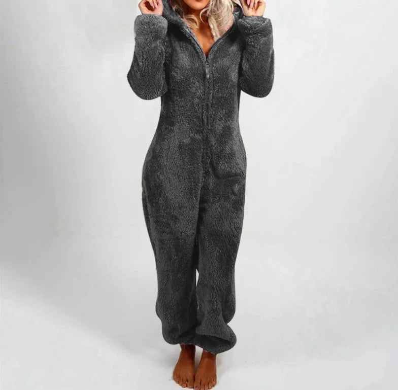 Jumpsuits women 2026 rompers autumn winter fleece thickened woolen jumpsuits hooded pajamas jumpsuits women's clothing