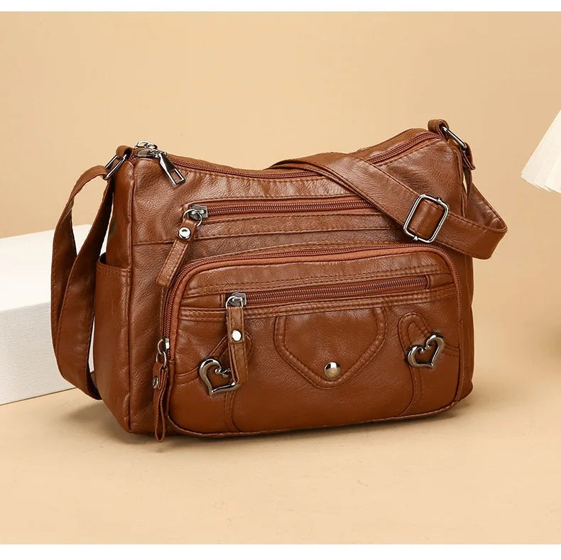 Multi Pocket Soft Leather Crossbody Bag Luxury Purses Handbags Women's Bag Designer Shoulder Messenger Bags for Women