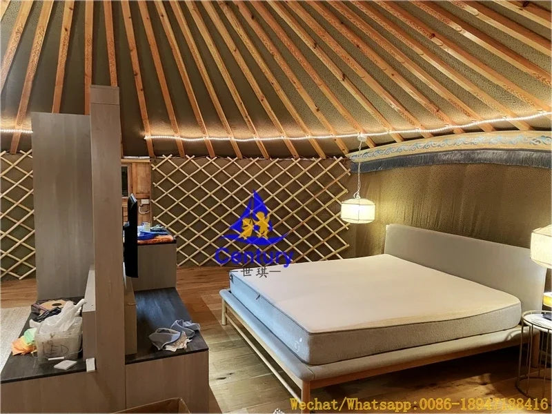 High Quality Steel Frame Outdoor Mongolian Yurt House Geodesic Safari Tents for Camp Site