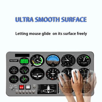 Aviation Flight Simulator Cabin Instruments Mouse Pad with Edge Locking Process, 1000×500, Washable Anti-Slip XXL Mouse Pad