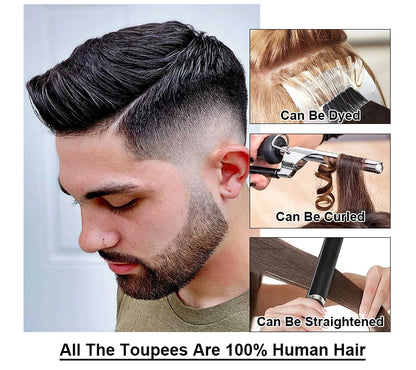 Front Swiss Lace Men's Capillary Prothesis Lace PU Man Toupee Human Hair Wigs Natural Hairline Indian Human Hair Wigs Natural