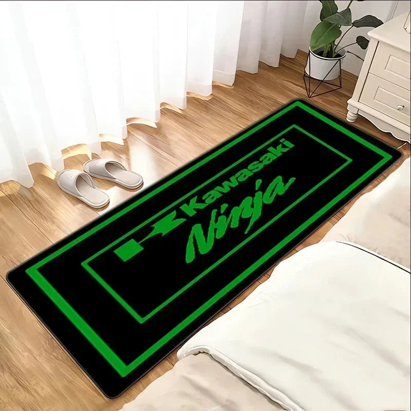 Kawasaki Motorcycle Carpet Garage Mat Racing Cool Moto Display Motorcycle Display Mat Kawasaki Anti-slip Floor Decoration Rug