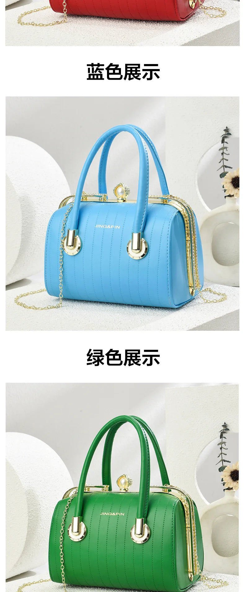 Fashionable Versatile High-End Texture Chain Handbag Shoulder Crossbody Bag for Women Summer New Arrival Boston Pillow Bag