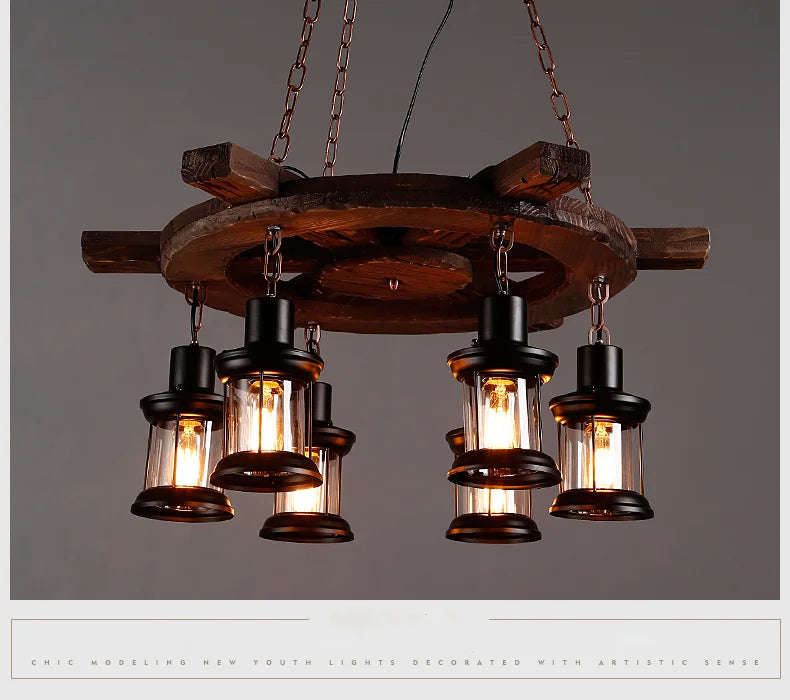 Classical Industrial Iron LED Wheel Pendant lights Metallic lustre Hanging Lamps Bar decoration Suspend Lamps Cafe Pendend Lamps