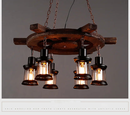 Classical Industrial Iron LED Wheel Pendant lights Metallic lustre Hanging Lamps Bar decoration Suspend Lamps Cafe Pendend Lamps