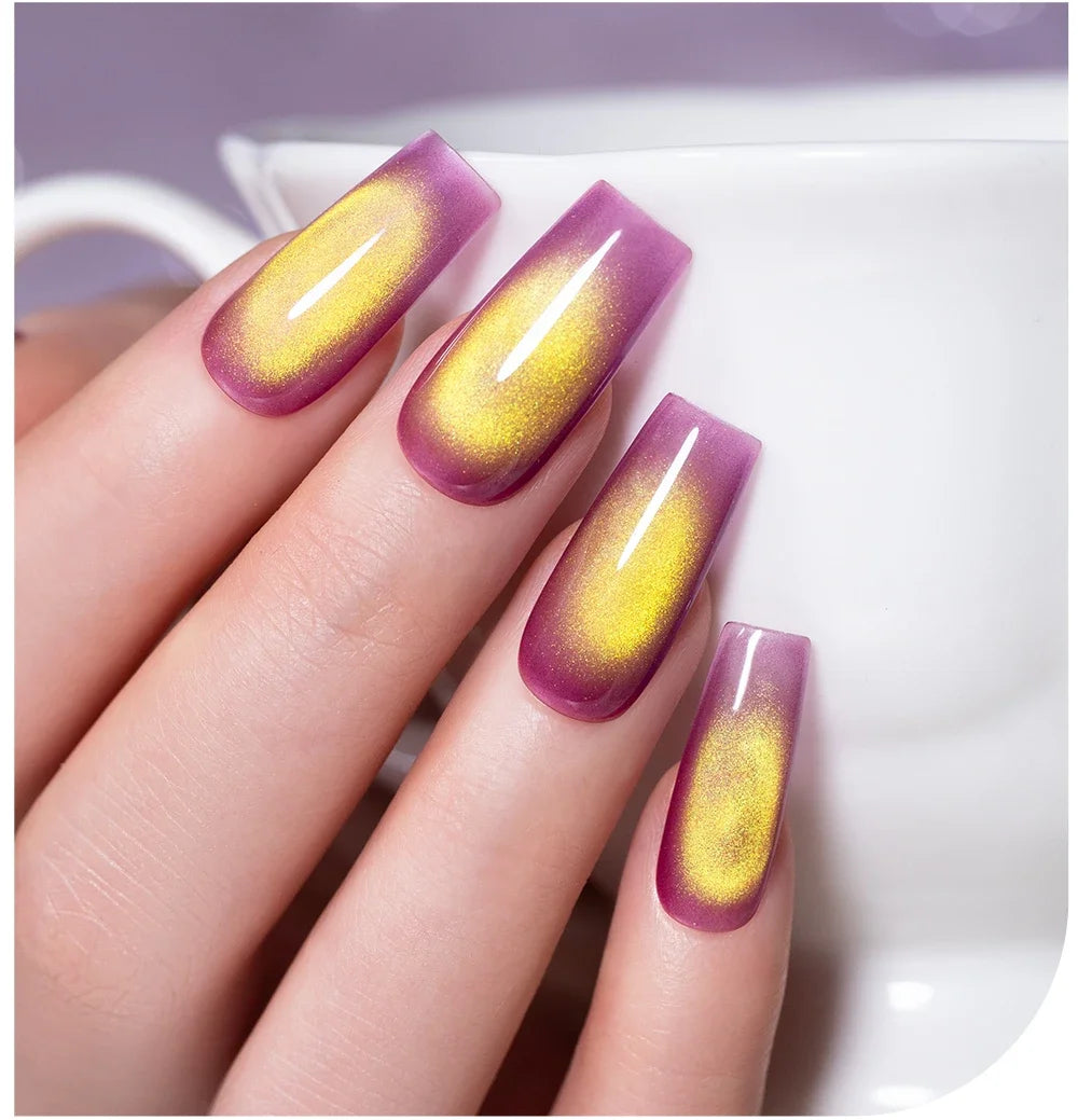 7.5ML Summer Fruit Series Cat Magnetic Gel Nail Polish Green Purple Pink Cat Eye Gel Soak Off UV Nail Art Varnish For Manicure