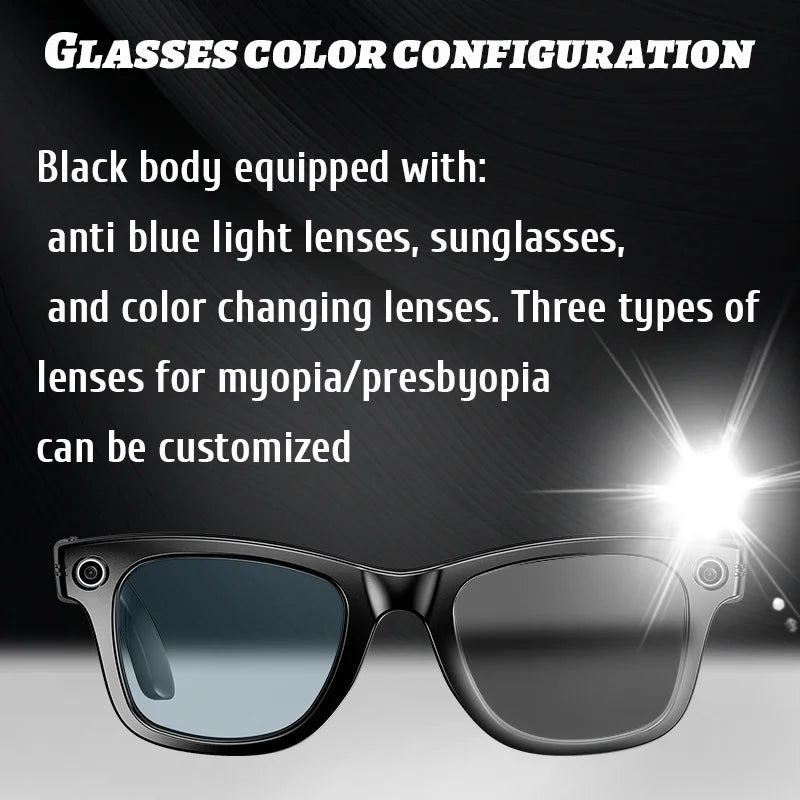 LIGE AI Smart Glasses 8MP HD Camera Video Bluetooth Call Intelligent Translation 270mAh Battery Voice Assistant Music Sunglasses