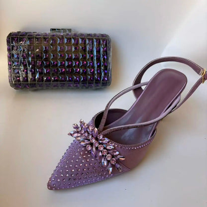Insightlink Elegant Italian Design Pink Butterfly Shoes and Bag Set for Women - Perfect for Parties and Weddings