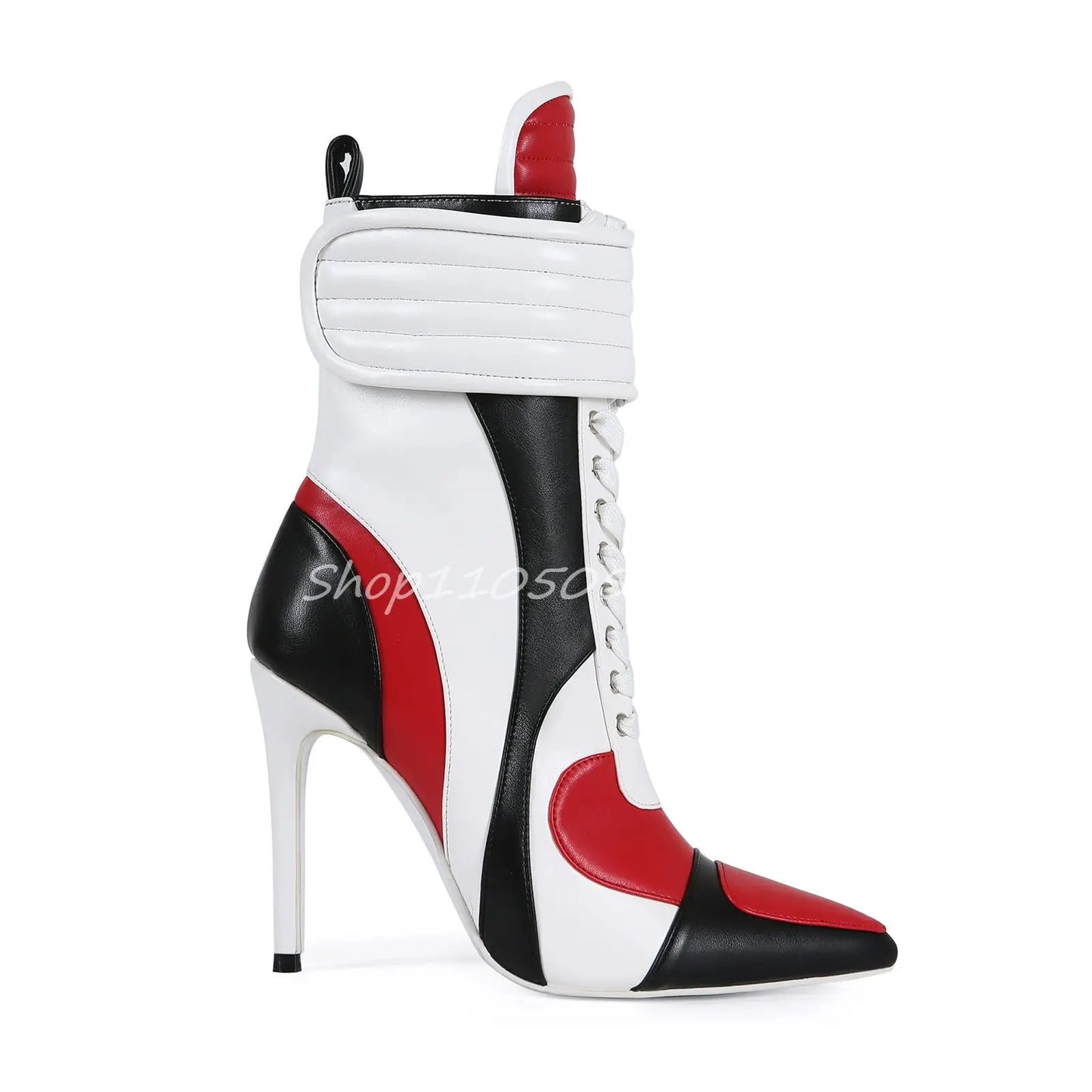 2026 Knee High Woman Boots Sexy Pointed Toe Lace-up Ladies Long Boots Thin Heel Patchwork Leather Motorcycle Boots 44