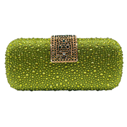 XIYUAN Women Green Crystal Evening Clutch Bag Glittering Purple Rhinestone Handbag Wedding Party Purse Full-diamond Bridal Bags