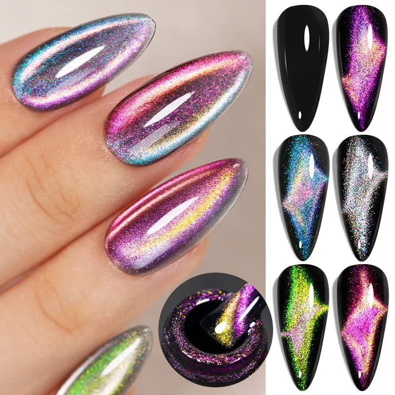 AWStorG 7.5ml Starlit Chameleon Cat Magnetic Gel Nail Polish Double Colors Semi Permanent UV Gel Varnish Need Black Base
