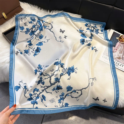 2025 New Paisley Print Silk Scarf for Women Square Hijab Soft Neck Tie Female Fashion Decoration Silk Headscarf 70*70cm Kerchief