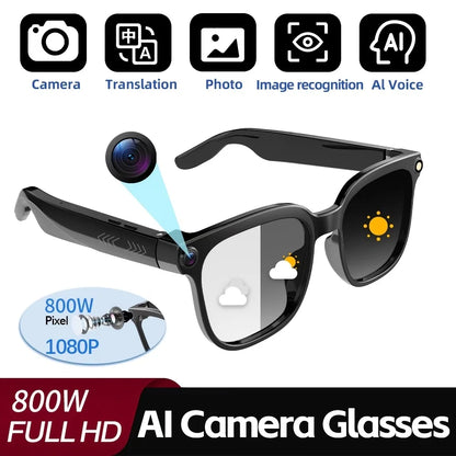 2026 Smart AI Glasses Men New 4K HD 800W pixel Camera 32GB Memory 120+ Translation ChatGPT Music Shoot Photos &Video Sunglasses
