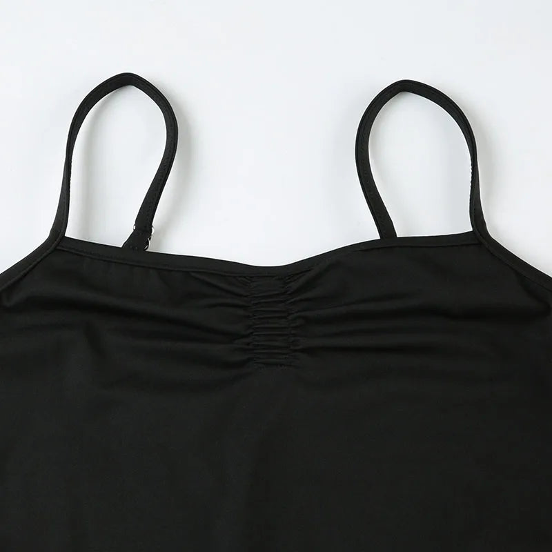 SUCHCUTE Women Black Sleeveless Short Playsuits Sexy Yoga One-piece Suit Sport Fitness Short Jumpsuits Summer Casual Bodysuits