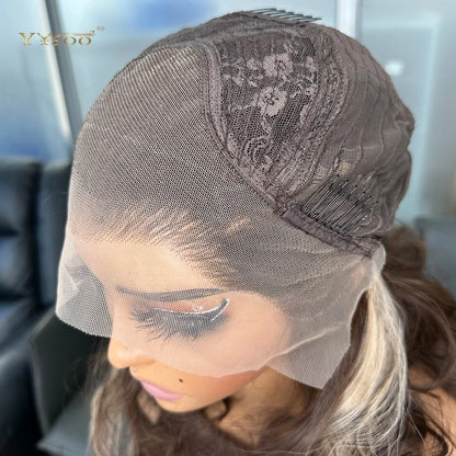 Pre PlucPre Plucked Hairline Glueless Heat Resistant Natural Wavy Future Fiber Synthetic Lacefront Wigs for Blakc Womens Daily