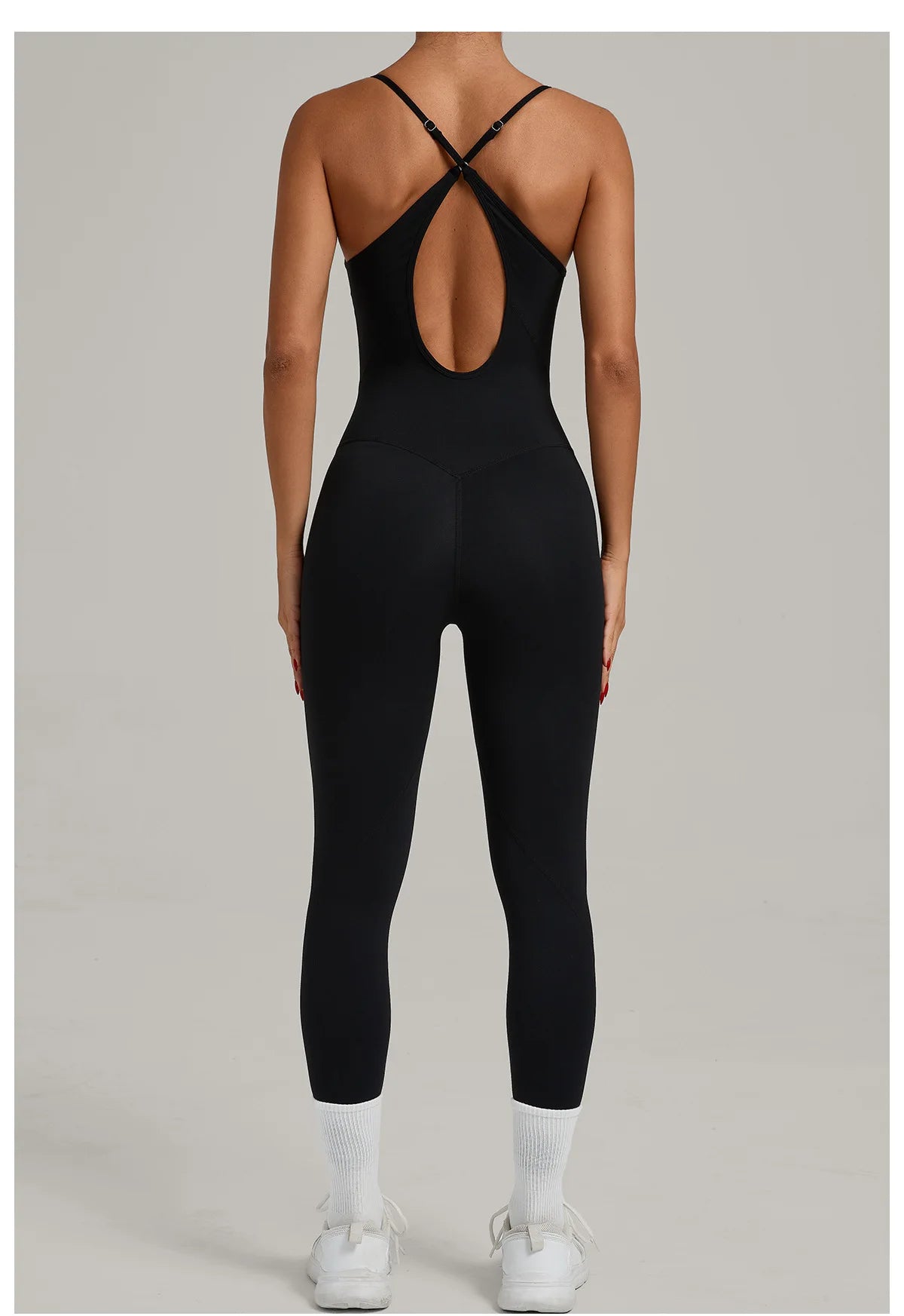 JUREN Fitness Jumpsuit Women Tracksuit Sports Playsuit Running One Piece Yoga Suit Scrunch Backless Set Rompers Gym Clothes