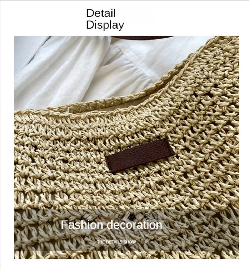 Ladies Fashion Summer Straw Crossbody Bag Women Beach Holiday Shopping Woven Shoulder Handbag Messenger Purses For Women Bags