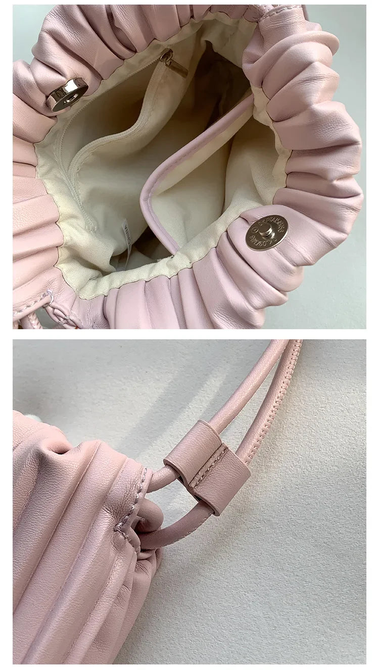 Summer Fashion New Crossbody Bag Women's PU Single Shoulder Mini Bag Luxury Versatile Pleated Casual Small Square Bag Handbags