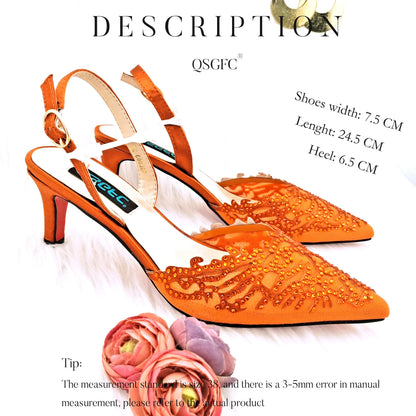 Nigerian Style Elegant Women's Party Shoes  Luxury Full of Diamonds Shoes Sky Blue Pointed High Heel Shoe Bag Set