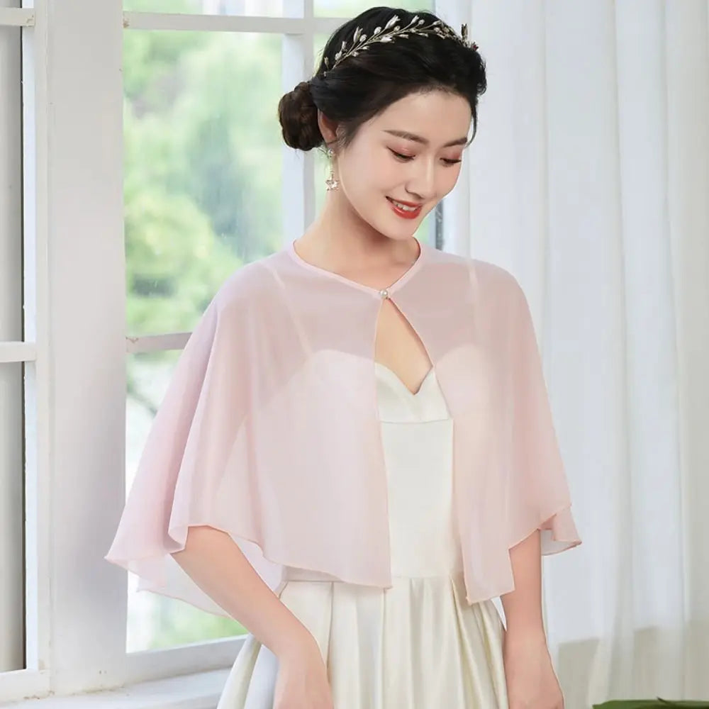 Fashion Sheer Chiffon Capelet Lightweight Design Elegant Style Soft Shawls Wedding Cape Bridesmaid Accessories