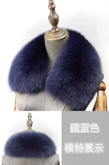 Natural Fox Fur Collar Removable Real Fur Square Collar for Coat Fashion Accessory for Women down Jacket Large Scarf Scarves