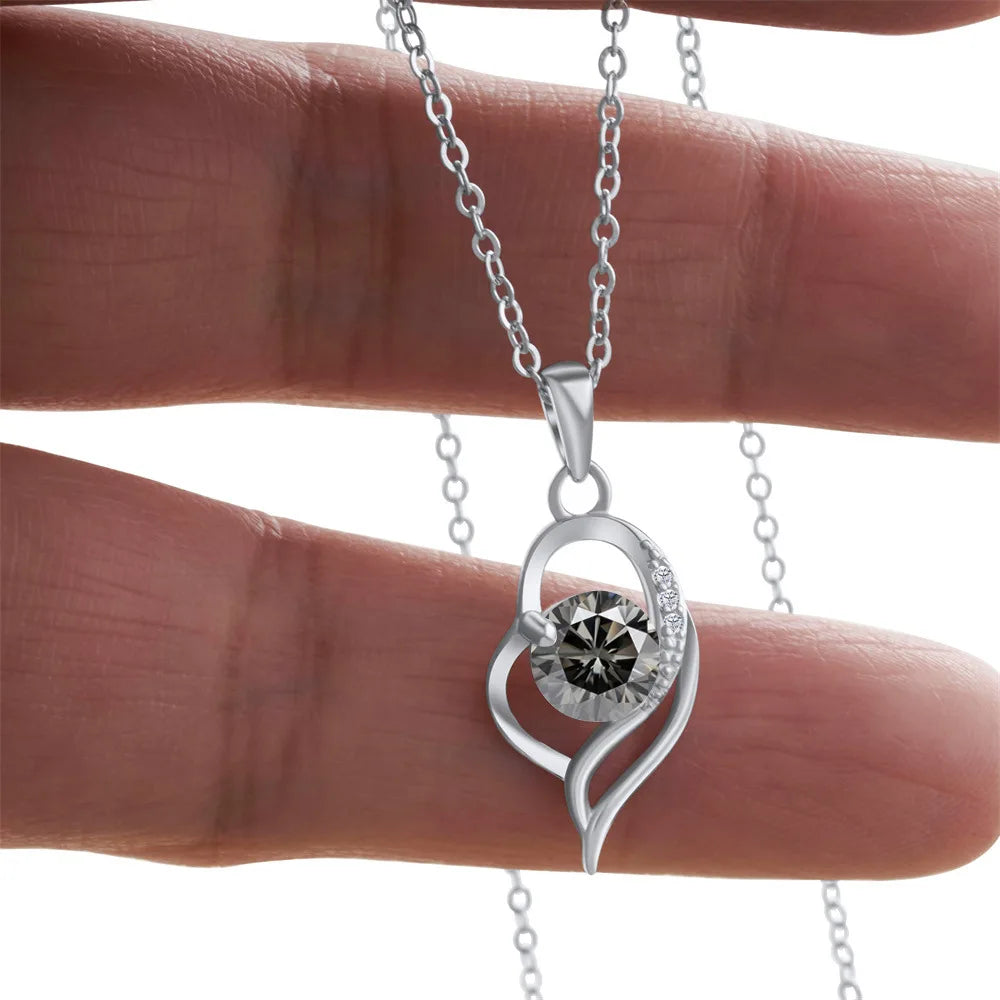 Butterflykiss 925 Sterling Silver Open Heart Pendant Necklace D VVS1 Round Cut Moissanite Love Charm Necklace For Women