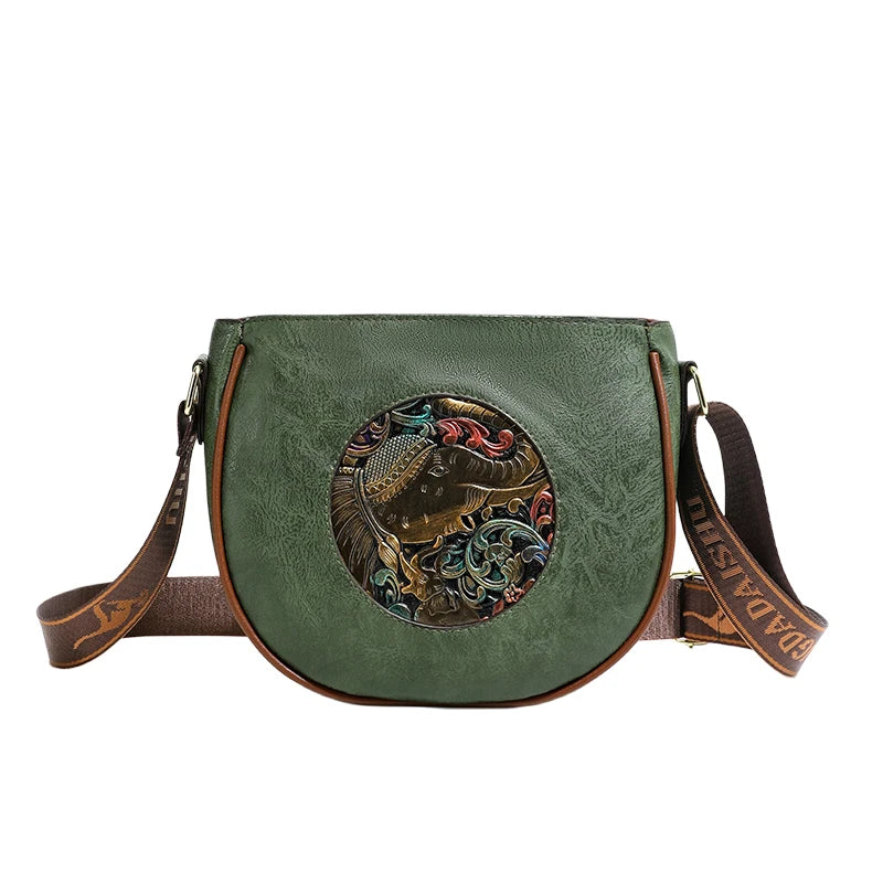 Vintage 3D Floral Embossed Crossbody Bag Soft Leather Elegant Shoulder Bag Luxury Handbag Women Bags Designer Mother Ladies Sac