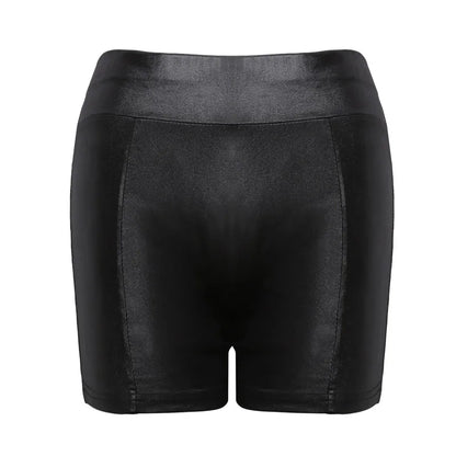 2024 Sexy Womens Shorts Shiny Elastic High Waist Shiny Faux PU Leather Short Pants Slim Hot Dance Clubwear Mini Shorts