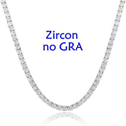 3/4/5MM Moissanite Tennis Necklace S925 Sterling Silver Chain for Men and Women Zircon Diamond Tennis Chain