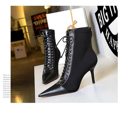 Women's Ankle Boots Sexy Pointed Tip High Heels for Woman Fashion Self Cultivation High Heeled Boots Designer Shoes Botas Mujer
