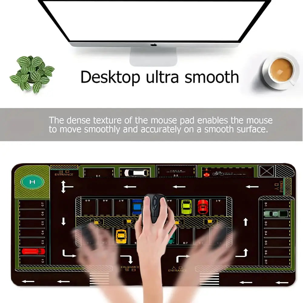 Parking Lot Design Large Gaming Mouse Pad Advanced Desk Mats Non-Slip Rubber Base Durable Washable HD Print Oblong Keyboard Mat