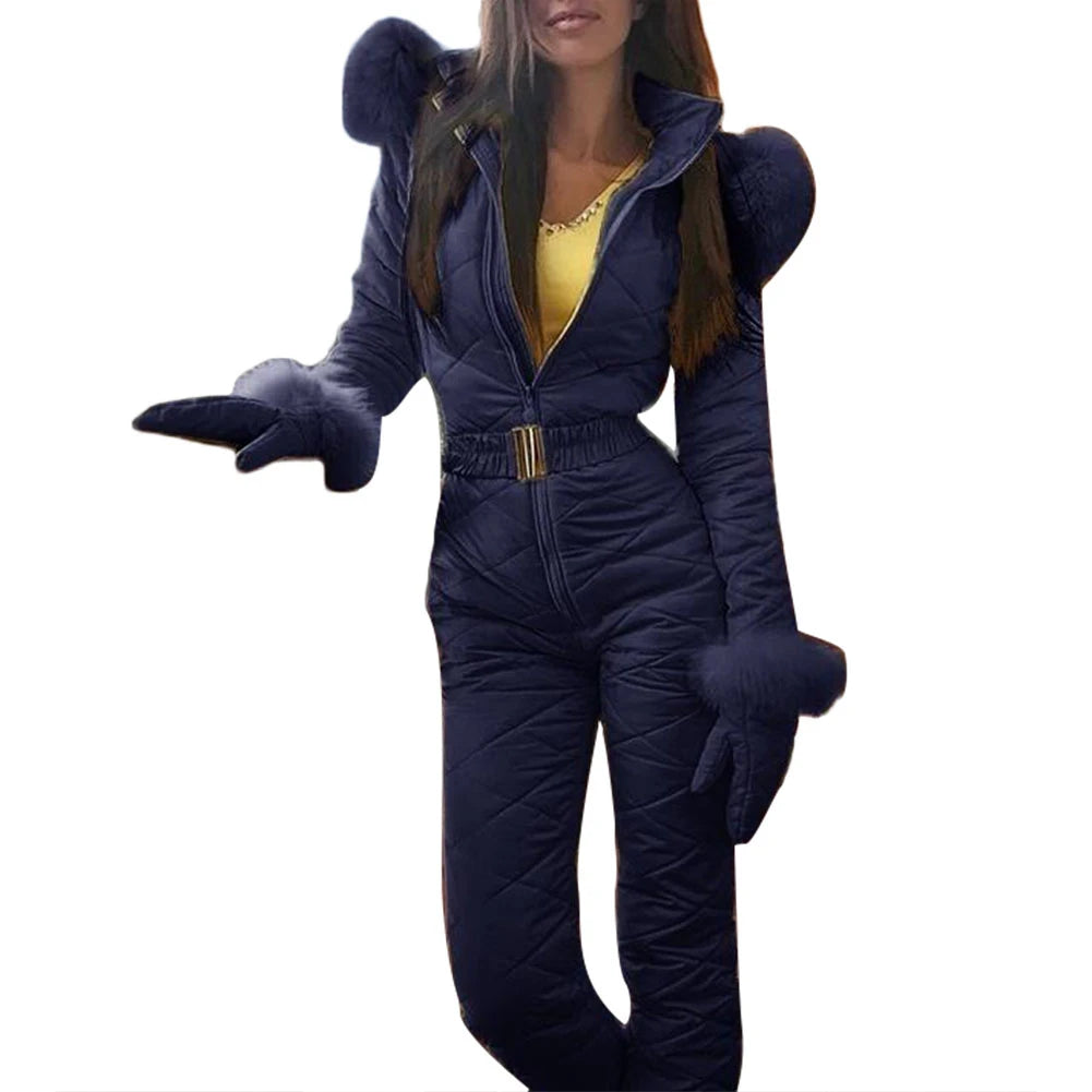 Winter Snowboard Jumpsuit Winter Outdoor Women's Hooded Jumpsuit Windproof Waterproof Ski Suit for Snowboarding Hiking Women Ski