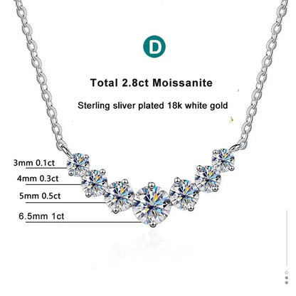 Moissanite Necklace for Woman Wedding Fine Jewely with Certificates 925 Sterling Sliver Plated 18k White Gold Necklace