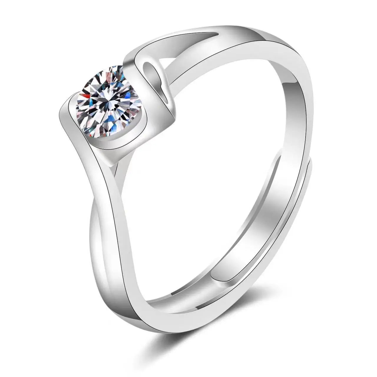 925 Sterling Silver Ring Heart AAA Zircon Open adjustable Engagement For Women Wedding Fashion Jewelry Party Gifts