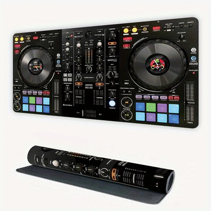 Large Size DJ Mixer Desk Pad 35.4x15.7In Non Slip Smooth Surface Keyboard Mouse Mat For Home Studio Gaming Music Producer With M