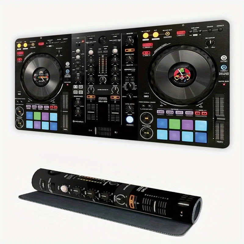 Large Size DJ Mixer Desk Pad 35.4x15.7In Non Slip Smooth Surface Keyboard Mouse Mat For Home Studio Gaming Music Producer With M