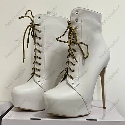 Sukeia Handmade Women Winter Ankle Boots Round Toe Sexy Stiletto Heels Pretty Blue Party Shoes Ladies US Plus Size 5-20