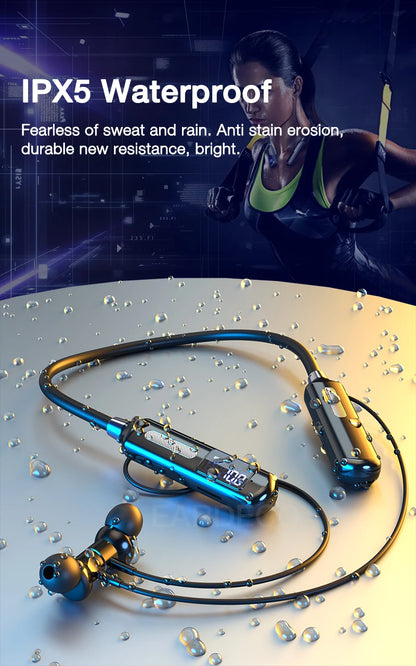 EARDECO Bluetooth Headphone Bass Wireless Headphones with Microphone Neckband Earphones with Sports Chip Steps Calorie Stopwatch