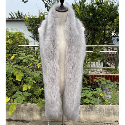 2025 New Faux Fox Fur Scarf Women Long Plush Warm Winter Fashion Fake Fur Wrap Collar