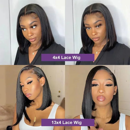 2026 new Front Human Hair Bone Straight Wigs Cheap Short Bob Wig Brazilian Preplucked Lace Frontal Wigs 100% Human Hair