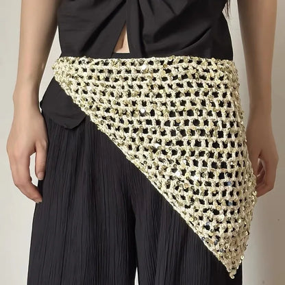 French Retro Knitted Triangular Towel Female Hottie Travel Sweet and Cute Literary Style Handmade Crochet Headscarf Headband