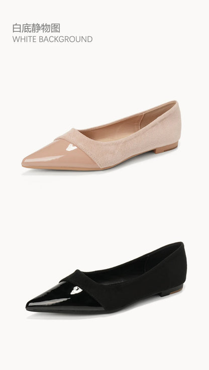 Women French Pointed Toe Flat Shoes Summer Fairy Style Patchwork Casual Shoes Elegant Shallow Footwear Matching Dresses Daily
