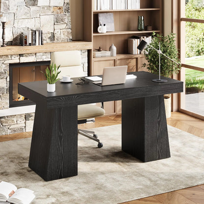 55 X 27.5 Inch Computer Desk With Drawer, Cabinet & Storage Shelves, Gaming Writing Study Table For Home Office Work