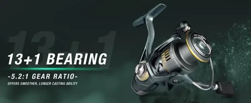 6000 Size Spinning Fishing Reel 5.2:1 Gear Ratio 28.66LB Max Drag Large Line Capacity Saltwater Freshwater Casting Reel