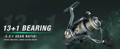 6000 Size Spinning Fishing Reel 5.2:1 Gear Ratio 28.66LB Max Drag Large Line Capacity Saltwater Freshwater Casting Reel