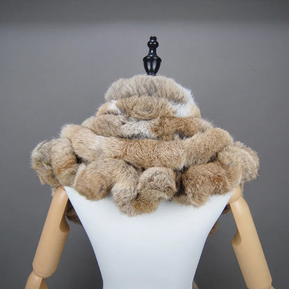 Women Fashion Outdoor Knit 100% Real Rabbit Fur Scarves New Lady Winter Real Rabbit Fur Scarf Natural Warm Soft Rabbit Fur Shawl