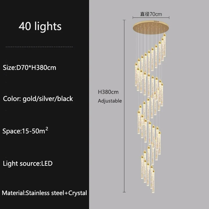 Modern Ceiling Chandelier Luxury Staircase Crystal Chandeliers Duplex Attic Villa Living Room Pendant Lights Home Decor Lighting